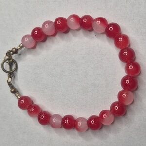 Natural Agate Red and Cherry Quartz Beaded Bracelet
